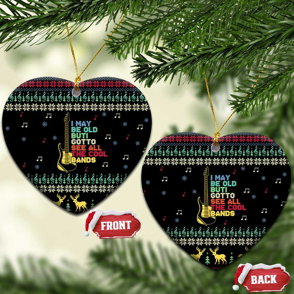 Christmas Vintage Guitar Ceramic Ornament Xmas Holiday Patterns - Wonder Print Shop