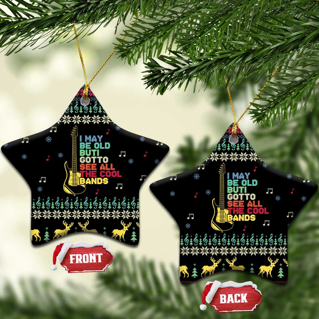 Christmas Vintage Guitar Ceramic Ornament Xmas Holiday Patterns - Wonder Print Shop