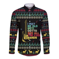 Christmas Vintage Guitar Long Sleeve Button Shirt Xmas Holiday Patterns - Wonder Print Shop