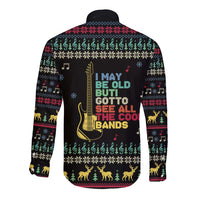 Christmas Vintage Guitar Long Sleeve Button Shirt Xmas Holiday Patterns - Wonder Print Shop