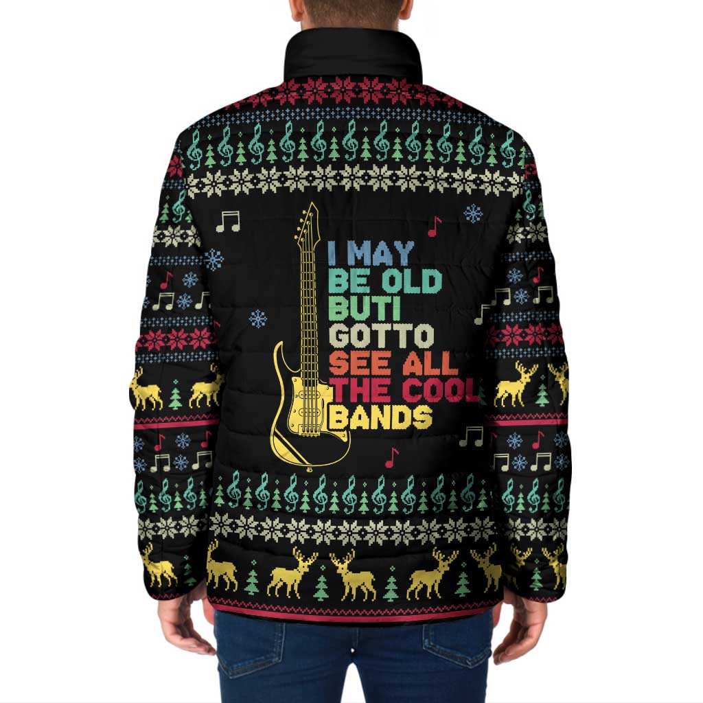 Christmas Vintage Guitar Padded Jacket Xmas Holiday Patterns - Wonder Print Shop