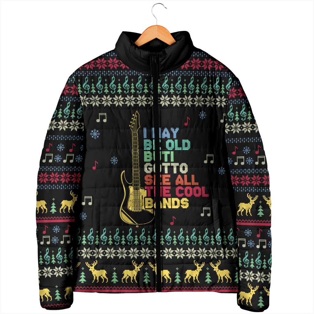 Christmas Vintage Guitar Padded Jacket Xmas Holiday Patterns - Wonder Print Shop
