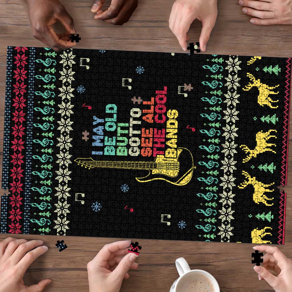 Christmas Vintage Guitar Puzzle Xmas Holiday Patterns - Wonder Print Shop