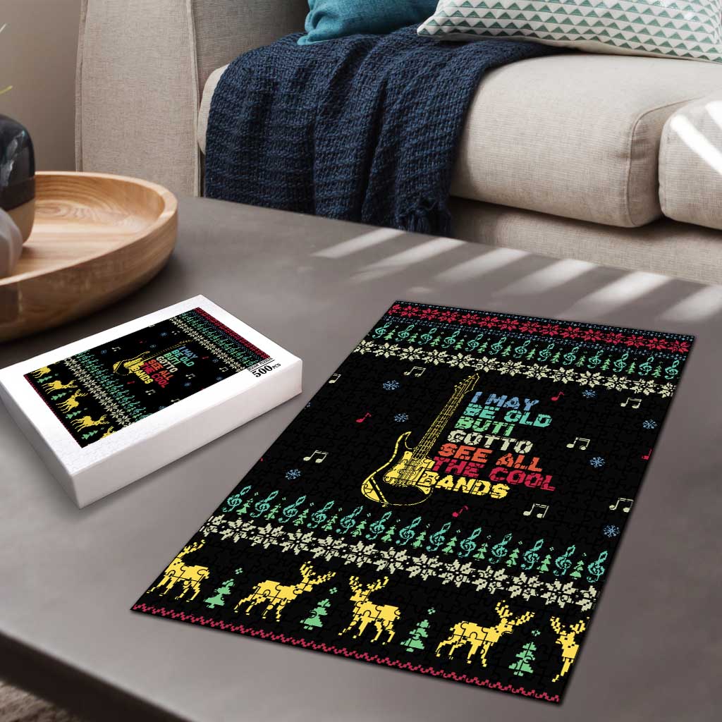 Christmas Vintage Guitar Puzzle Xmas Holiday Patterns - Wonder Print Shop