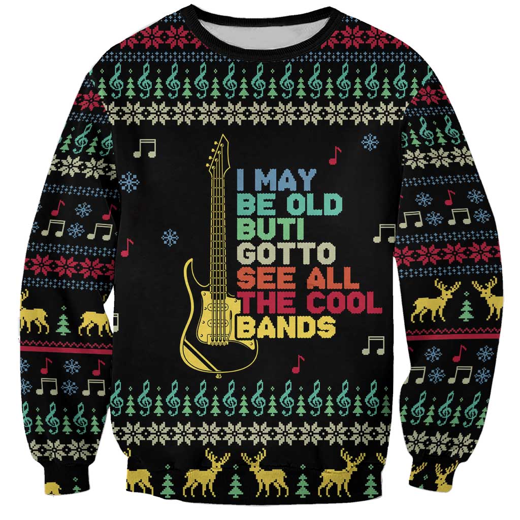 Christmas Vintage Guitar Sweatshirt Xmas Holiday Patterns - Wonder Print Shop
