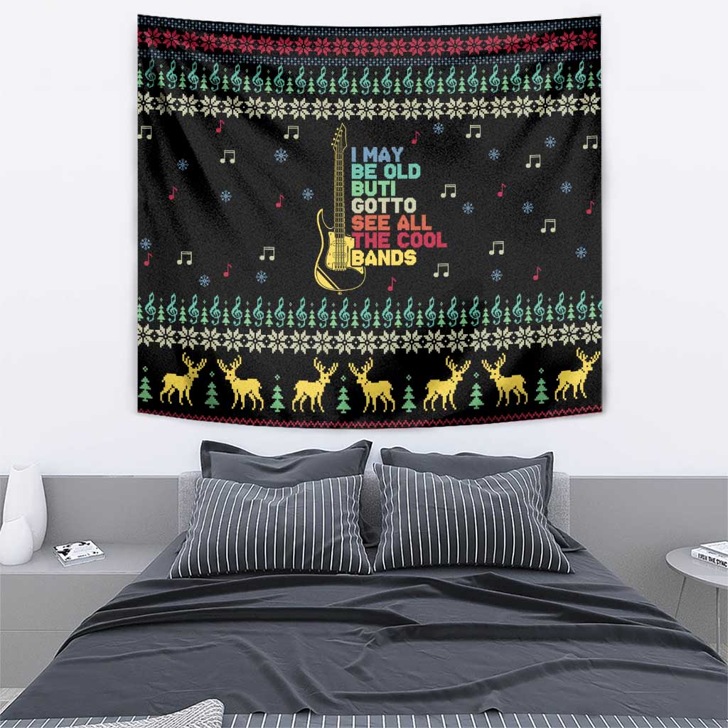 Christmas Vintage Guitar Tapestry Xmas Holiday Patterns - Wonder Print Shop