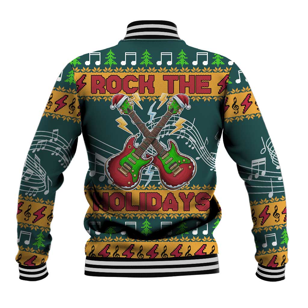 Rock The Holidays Guitar Christmas Baseball Jacket Xmas Holiday Patterns - Wonder Print Shop