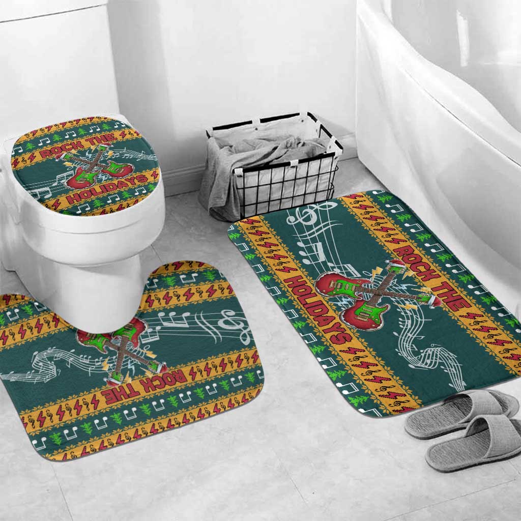 Rock The Holidays Guitar Christmas Bathroom Set Xmas Holiday Patterns - Wonder Print Shop