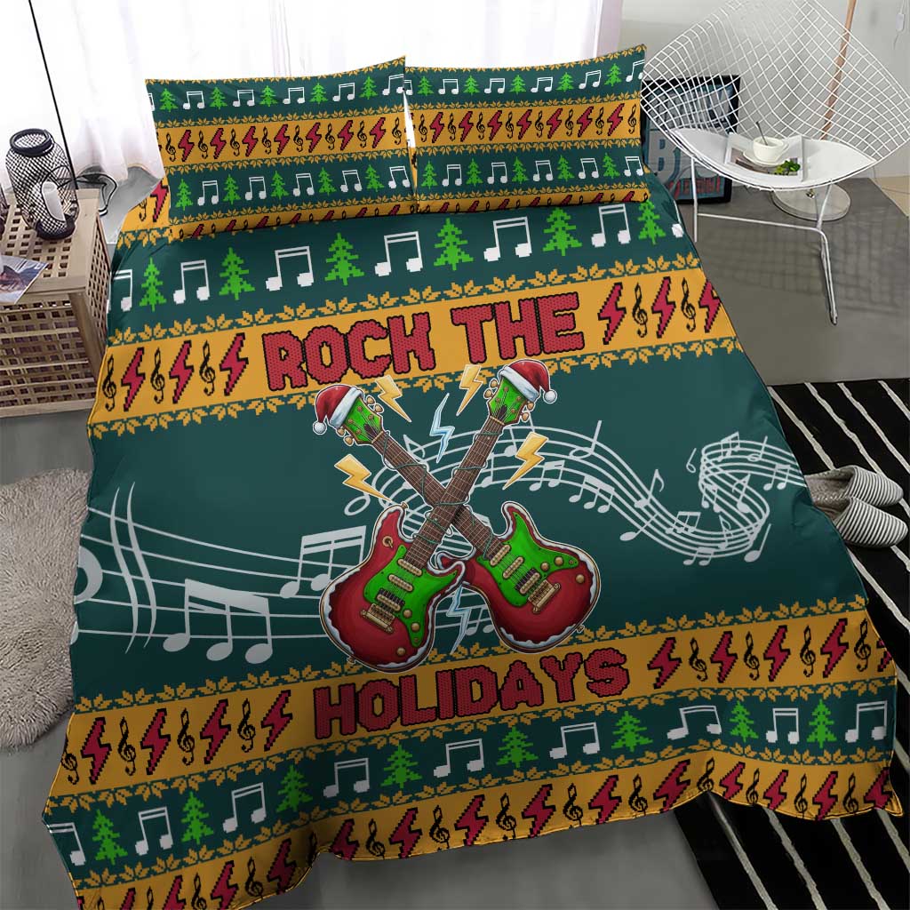 Rock The Holidays Guitar Christmas Bedding Set Xmas Holiday Patterns - Wonder Print Shop