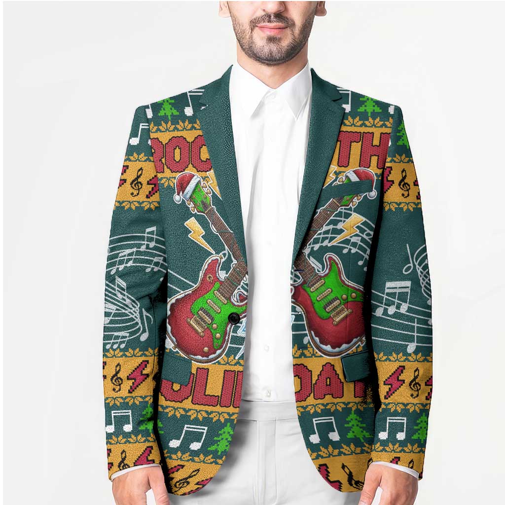 Rock The Holidays Guitar Christmas Blazer Xmas Holiday Patterns - Wonder Print Shop
