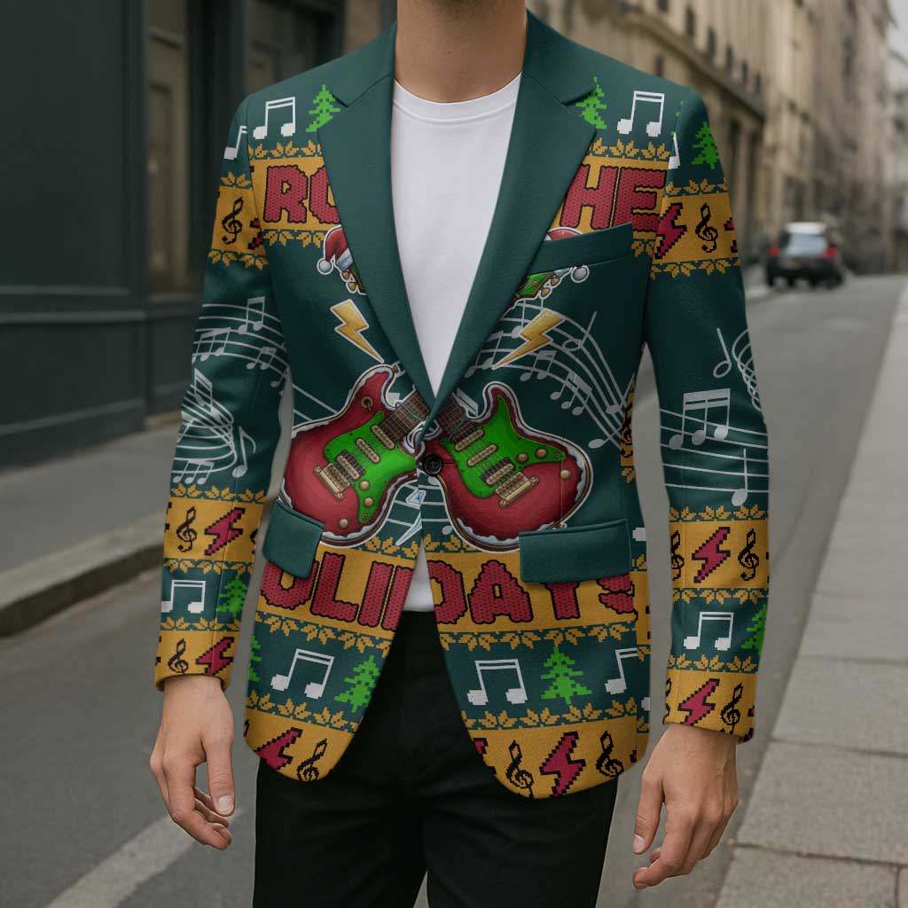 Rock The Holidays Guitar Christmas Blazer Xmas Holiday Patterns - Wonder Print Shop