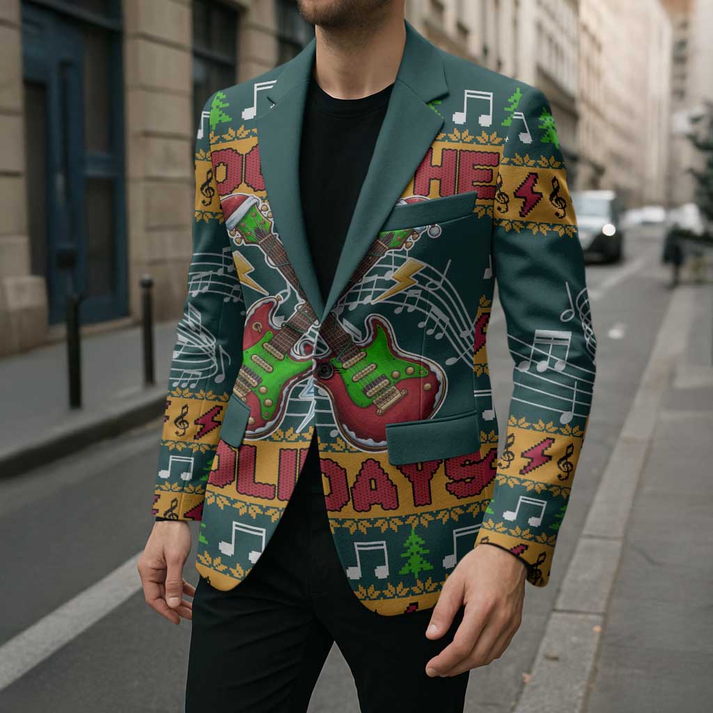 Rock The Holidays Guitar Christmas Blazer Xmas Holiday Patterns - Wonder Print Shop
