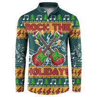 Rock The Holidays Guitar Christmas Button Sweatshirt Xmas Holiday Patterns - Wonder Print Shop