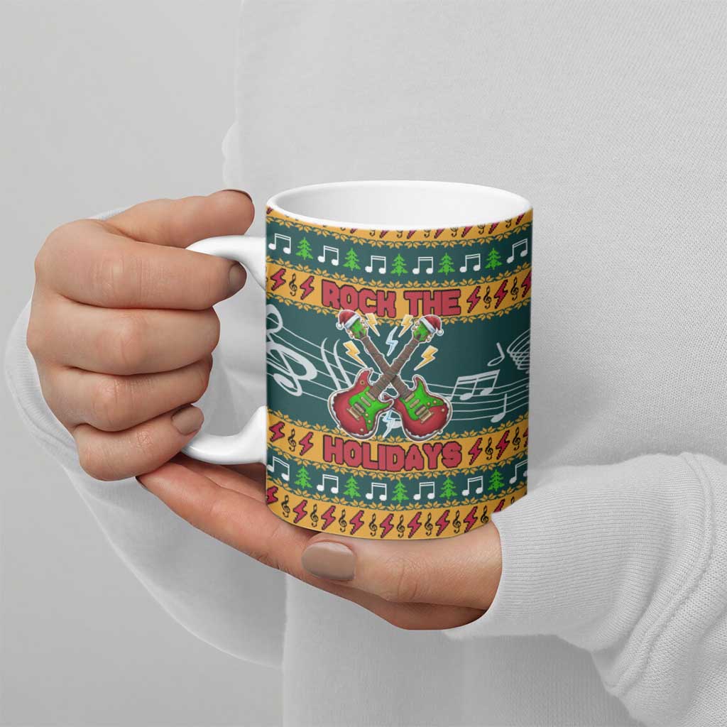 Rock The Holidays Guitar Christmas Ceramic Mug Xmas Holiday Patterns - Wonder Print Shop