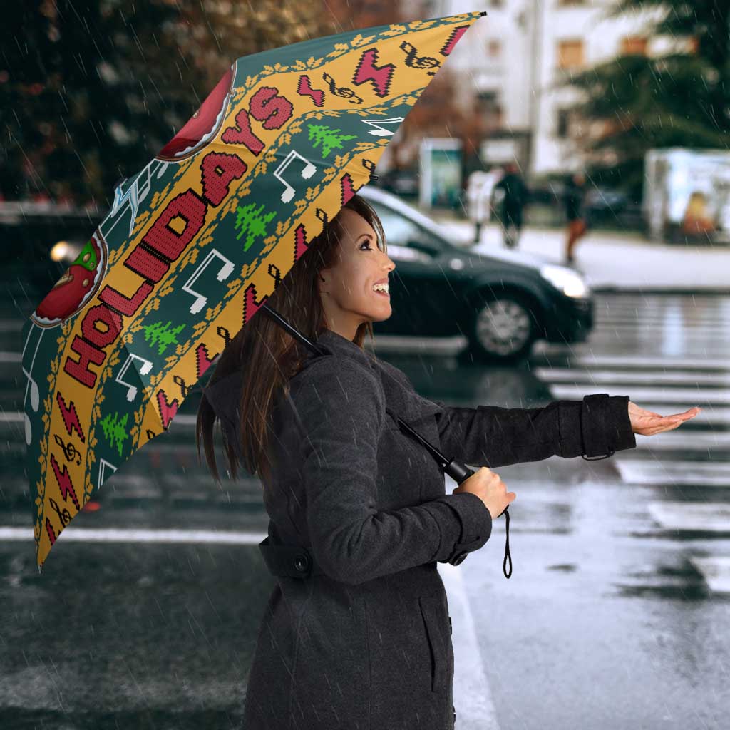 Rock The Holidays Guitar Christmas Umbrella Xmas Holiday Patterns - Wonder Print Shop