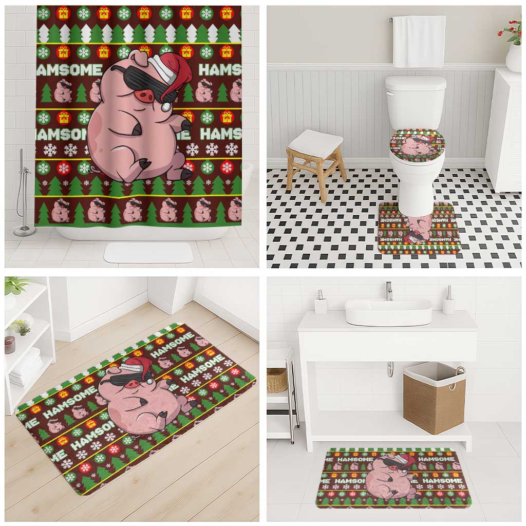 Hamsome Cute Pig Christmas Bathroom Set Xmas Holiday Patterns - Wonder Print Shop