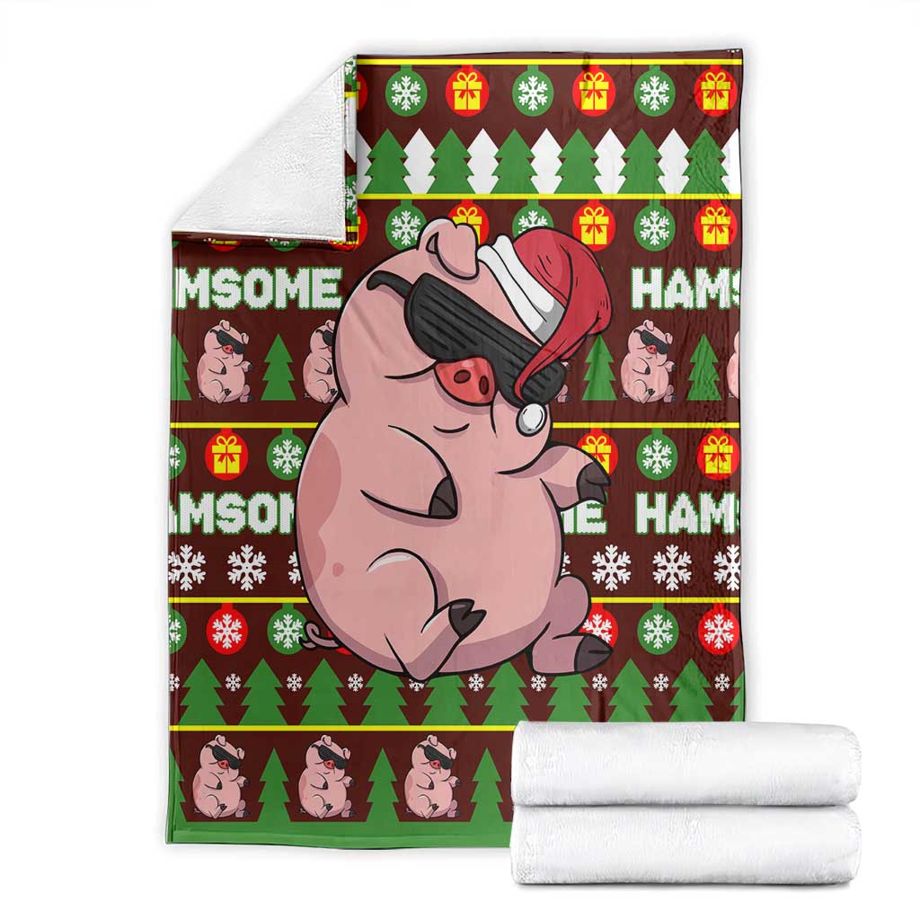 Hamsome Cute Pig Christmas Blanket Xmas Holiday Patterns - Wonder Print Shop