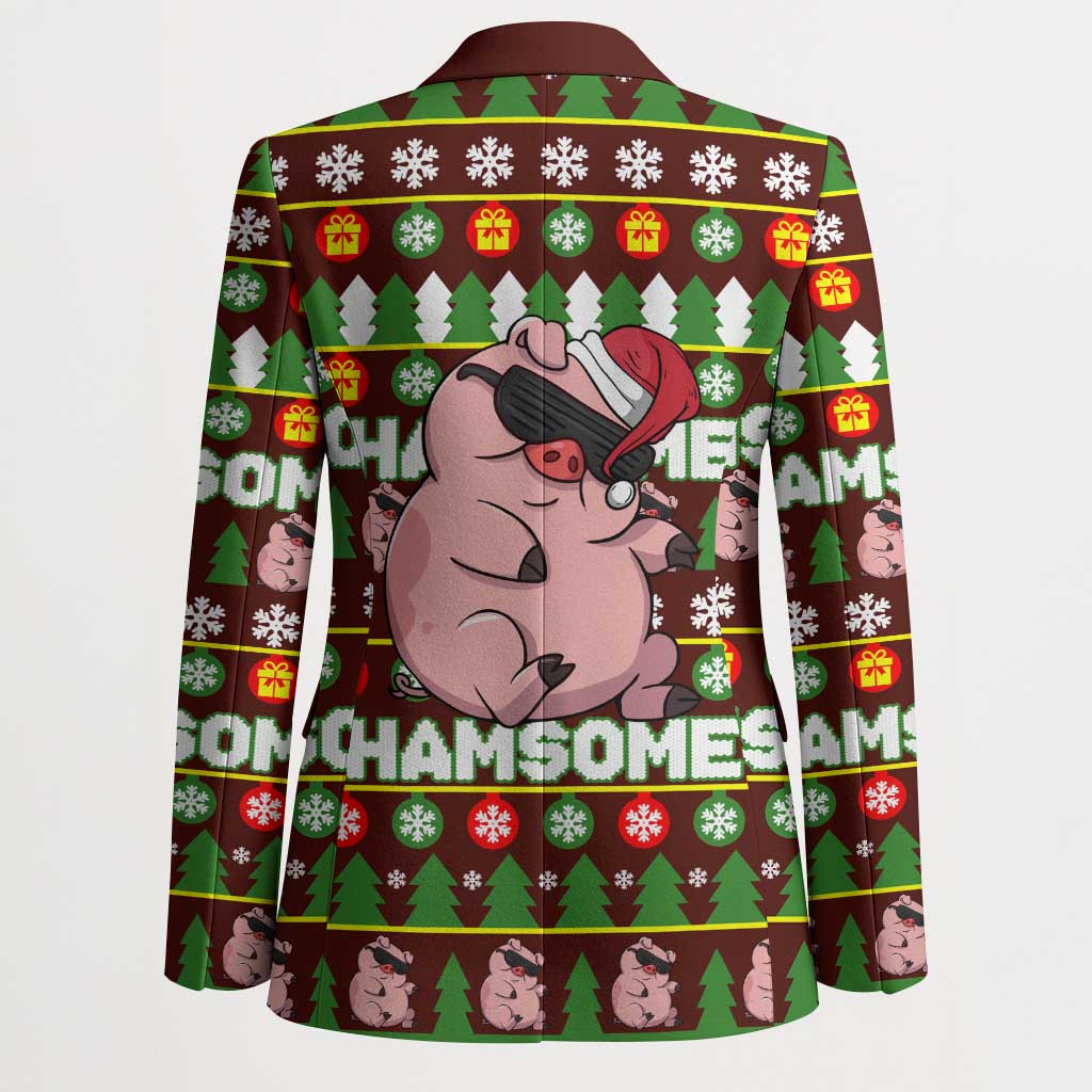 Hamsome Cute Pig Christmas Blazer Xmas Holiday Patterns - Wonder Print Shop