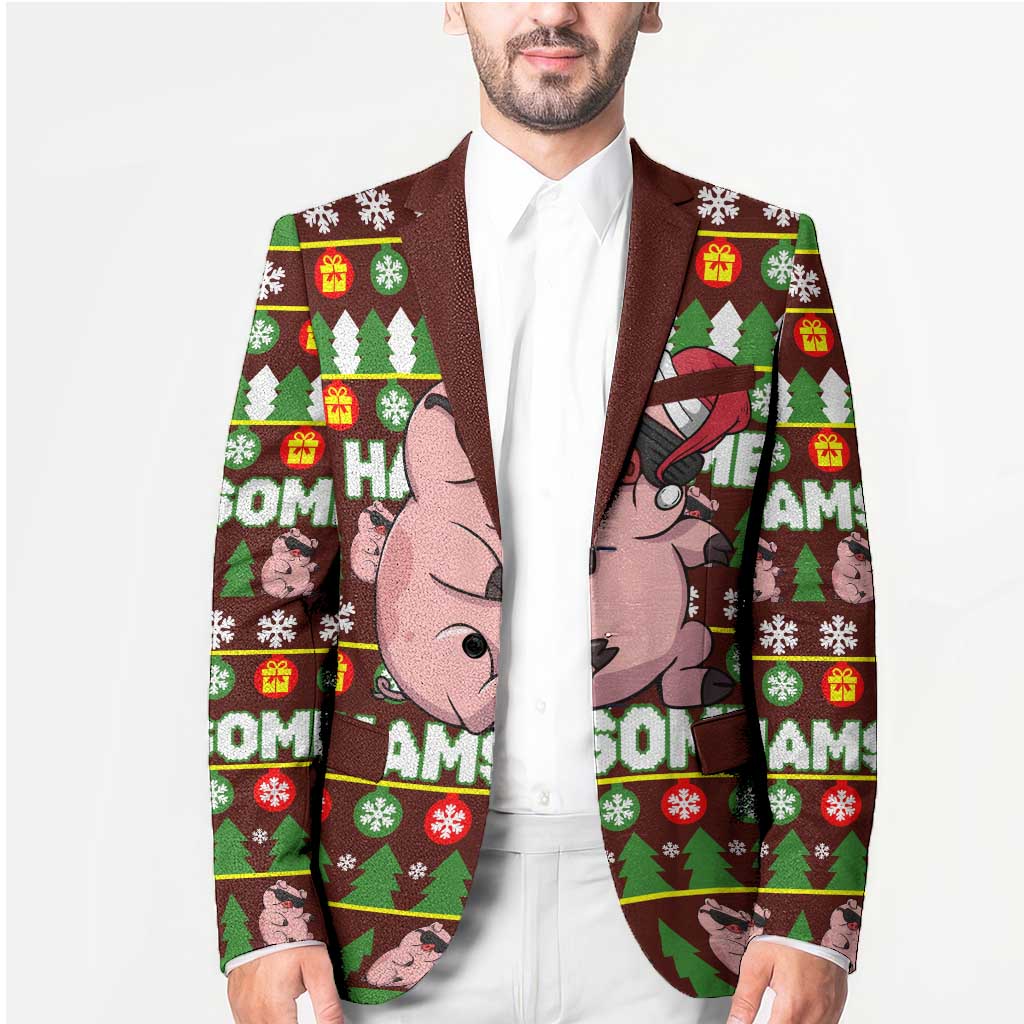 Hamsome Cute Pig Christmas Blazer Xmas Holiday Patterns - Wonder Print Shop