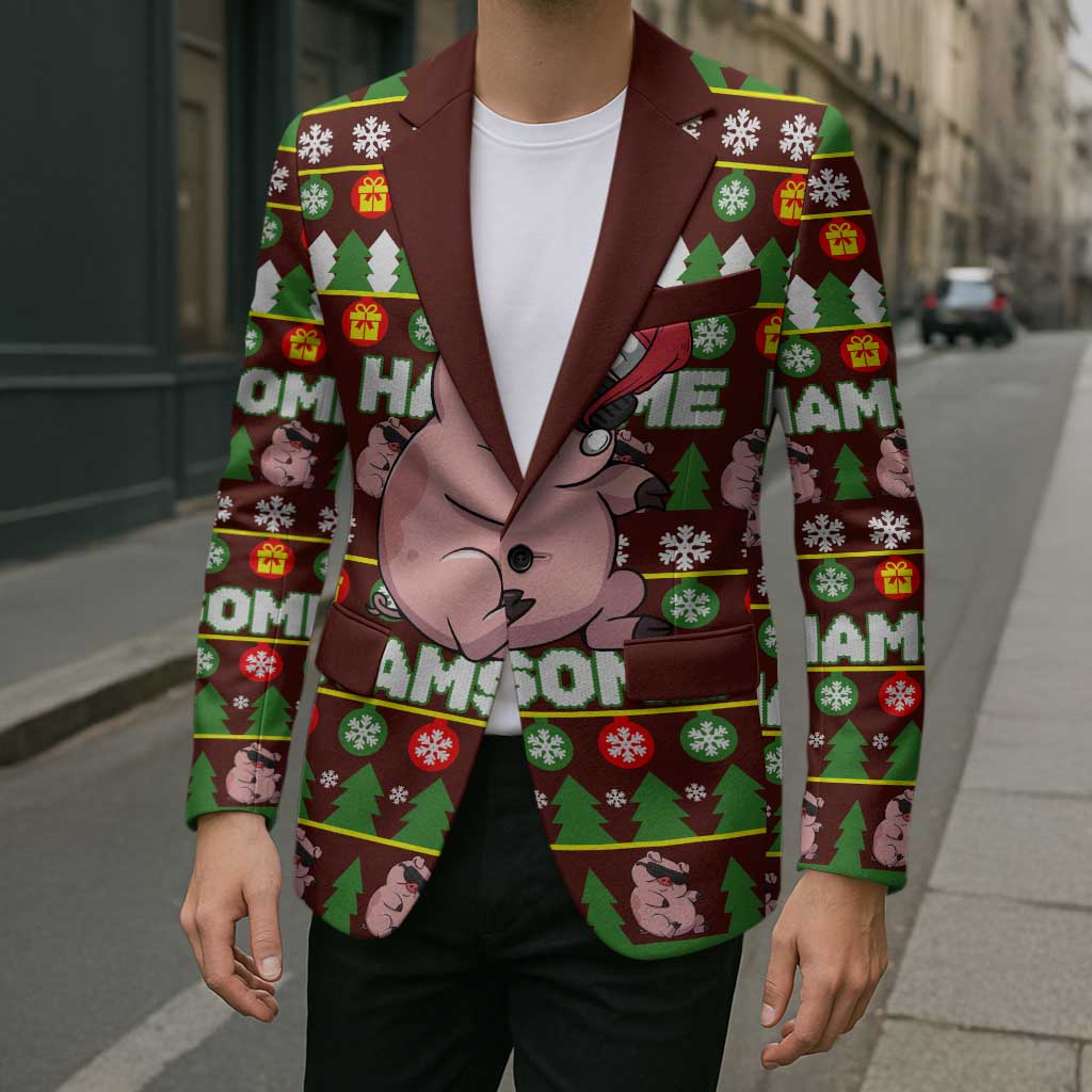Hamsome Cute Pig Christmas Blazer Xmas Holiday Patterns - Wonder Print Shop