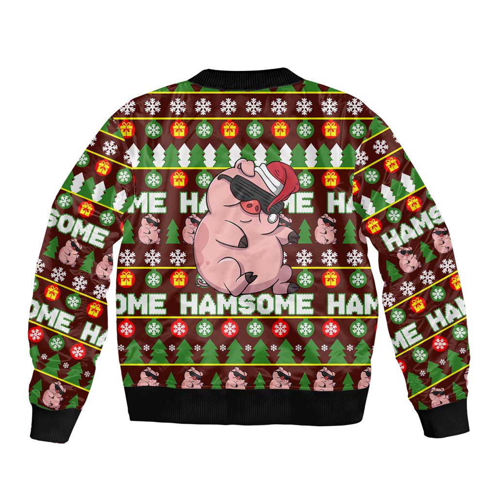 Hamsome Cute Pig Christmas Bomber Jacket Xmas Holiday Patterns - Wonder Print Shop