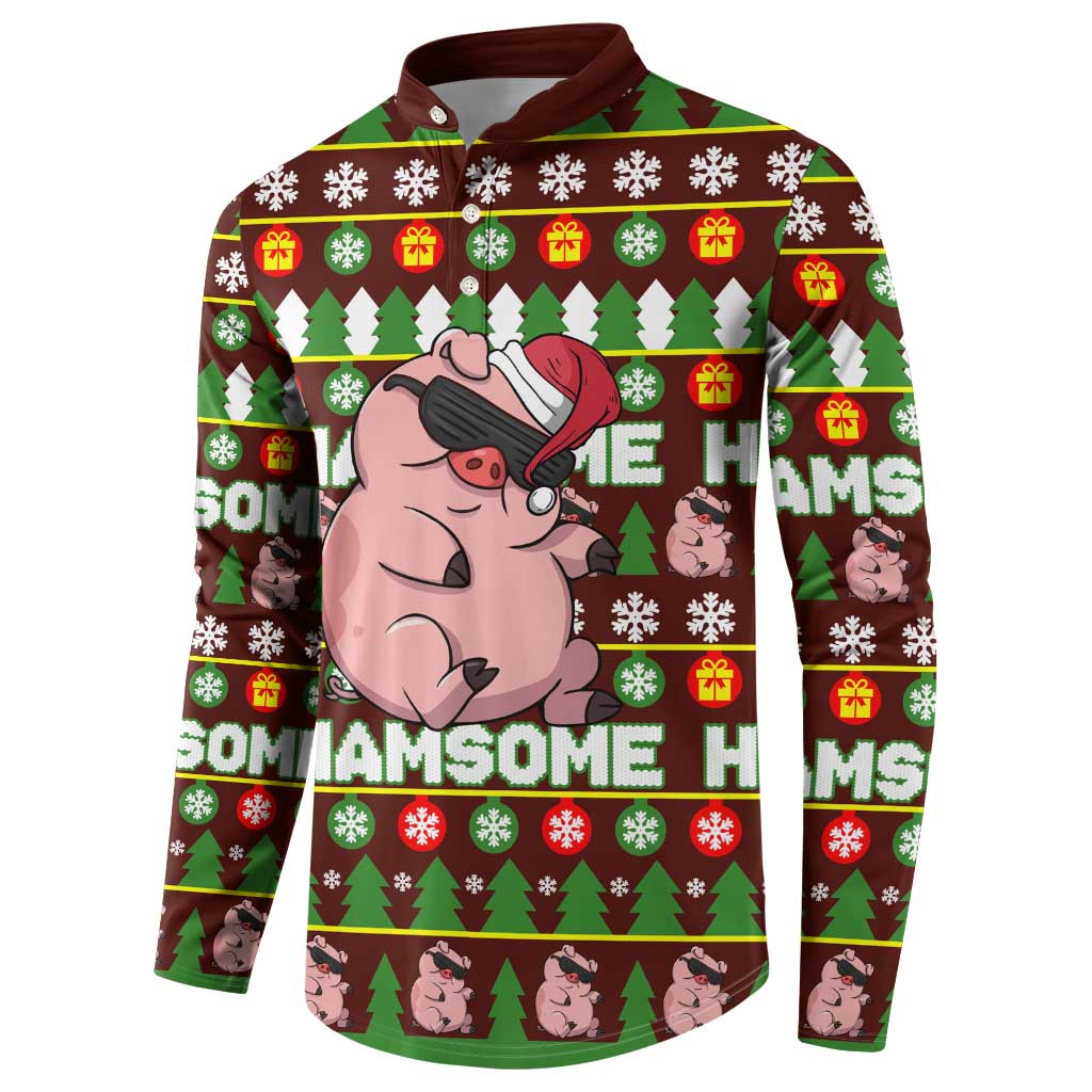 Hamsome Cute Pig Christmas Button Sweatshirt Xmas Holiday Patterns - Wonder Print Shop