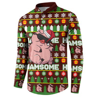 Hamsome Cute Pig Christmas Button Sweatshirt Xmas Holiday Patterns - Wonder Print Shop