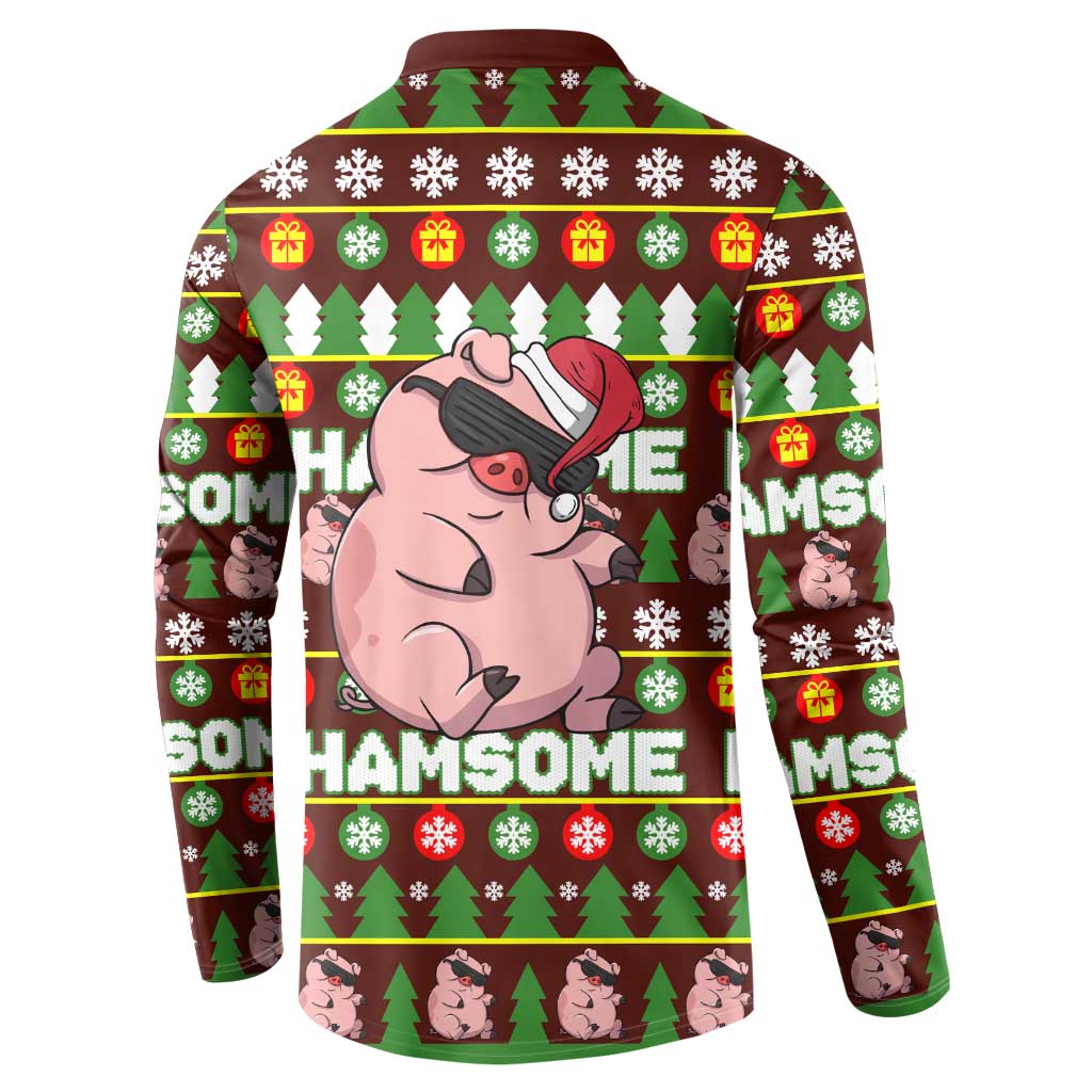 Hamsome Cute Pig Christmas Button Sweatshirt Xmas Holiday Patterns - Wonder Print Shop