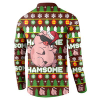 Hamsome Cute Pig Christmas Button Sweatshirt Xmas Holiday Patterns - Wonder Print Shop