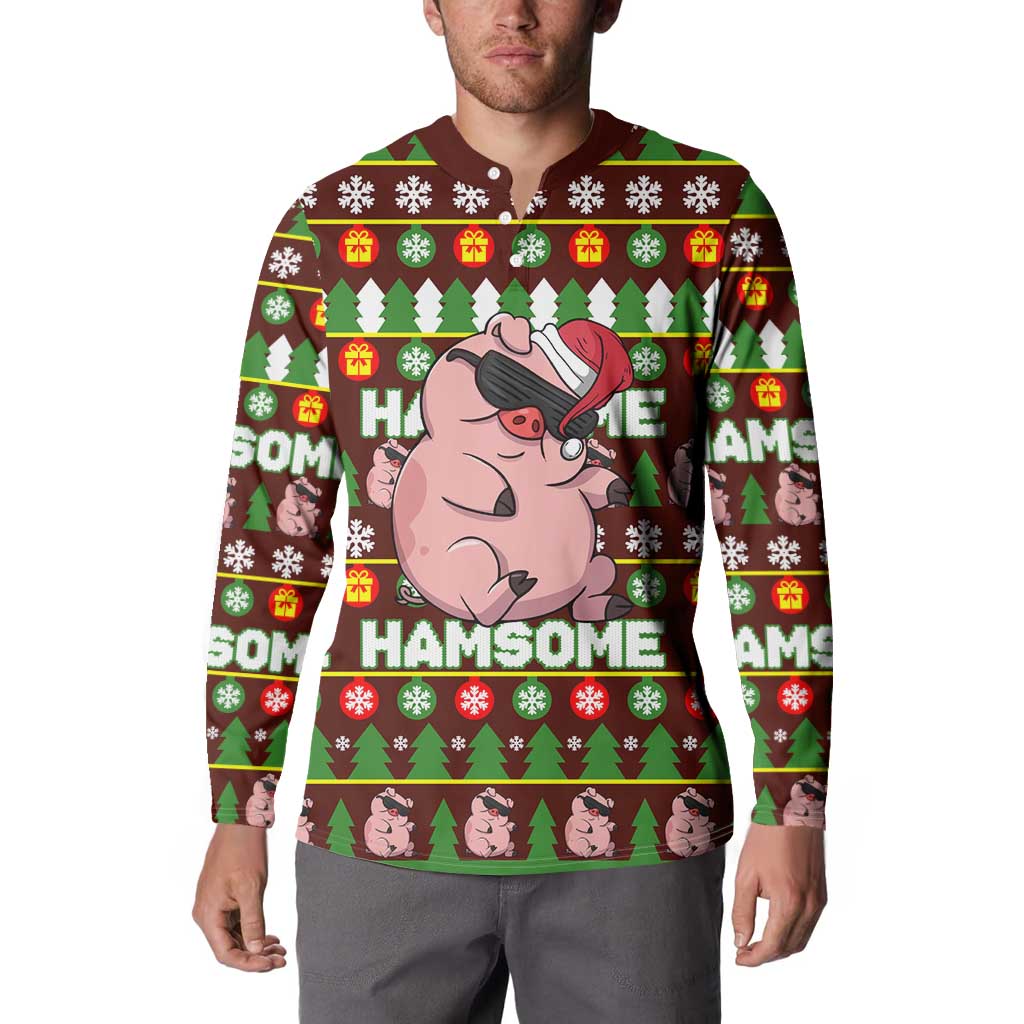 Hamsome Cute Pig Christmas Button Sweatshirt Xmas Holiday Patterns - Wonder Print Shop