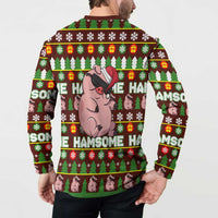 Hamsome Cute Pig Christmas Button Sweatshirt Xmas Holiday Patterns - Wonder Print Shop