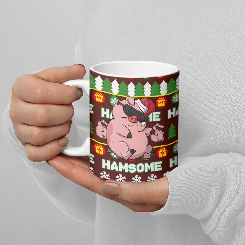 Hamsome Cute Pig Christmas Ceramic Mug Xmas Holiday Patterns - Wonder Print Shop