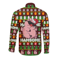 Hamsome Cute Pig Christmas Long Sleeve Button Shirt Xmas Holiday Patterns - Wonder Print Shop
