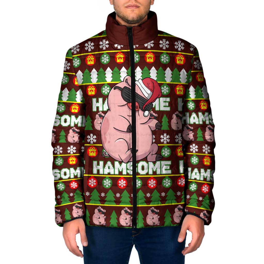 Hamsome Cute Pig Christmas Padded Jacket Xmas Holiday Patterns - Wonder Print Shop