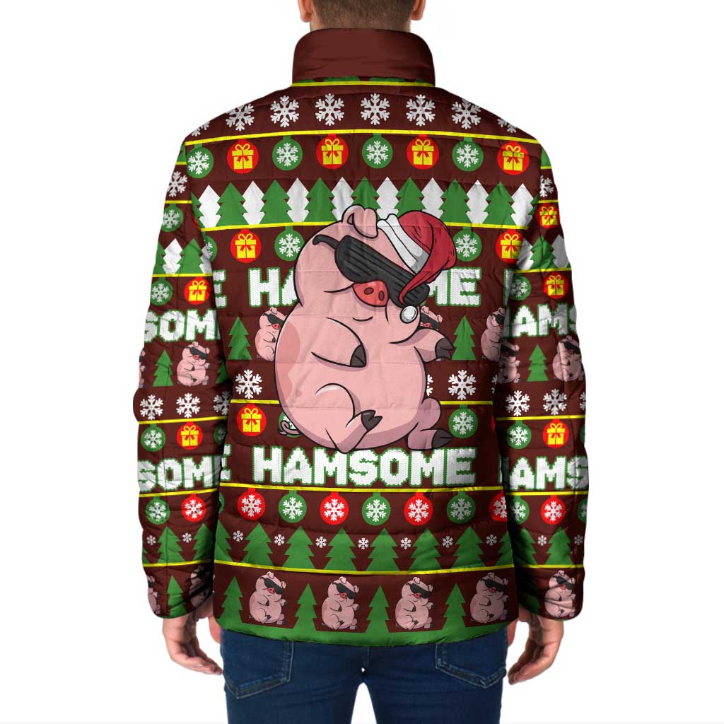 Hamsome Cute Pig Christmas Padded Jacket Xmas Holiday Patterns - Wonder Print Shop