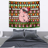 Hamsome Cute Pig Christmas Tapestry Xmas Holiday Patterns - Wonder Print Shop