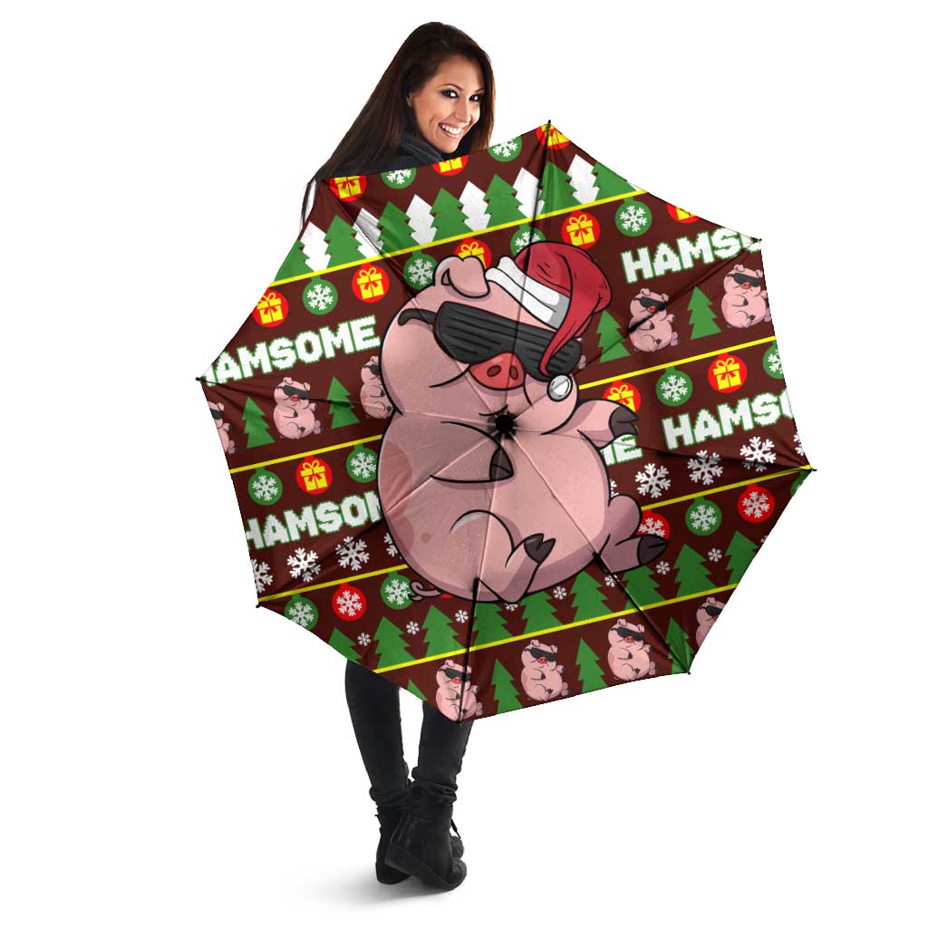Hamsome Cute Pig Christmas Umbrella Xmas Holiday Patterns - Wonder Print Shop