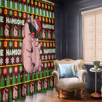 Hamsome Cute Pig Christmas Window Curtain Xmas Holiday Patterns - Wonder Print Shop
