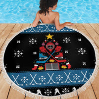 Happy Hockeyday Christmas Beach Blanket Xmas Holiday Patterns - Wonder Print Shop