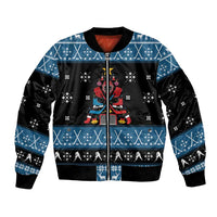 Happy Hockeyday Christmas Bomber Jacket Xmas Holiday Patterns - Wonder Print Shop