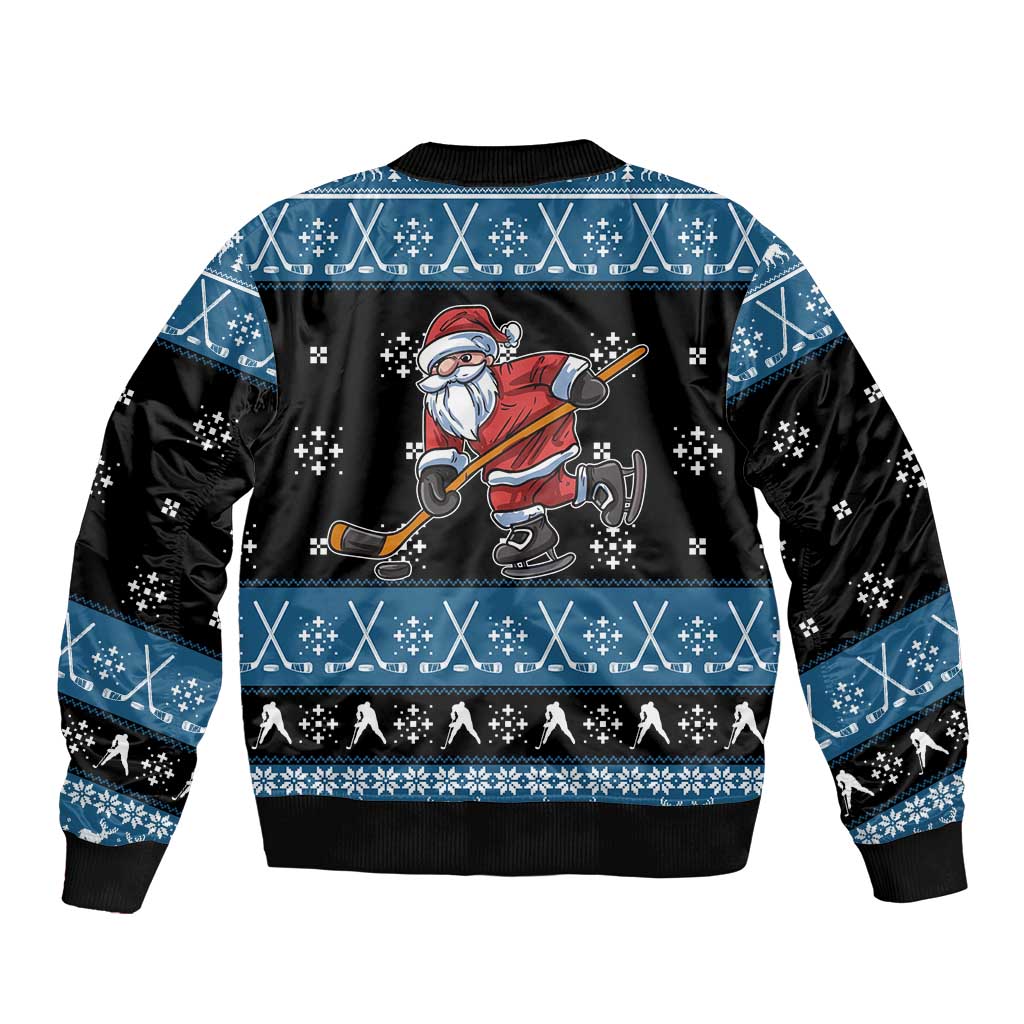 Happy Hockeyday Christmas Bomber Jacket Xmas Holiday Patterns - Wonder Print Shop