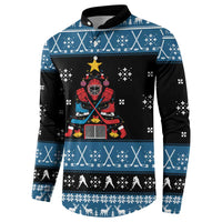 Happy Hockeyday Christmas Button Sweatshirt Xmas Holiday Patterns - Wonder Print Shop