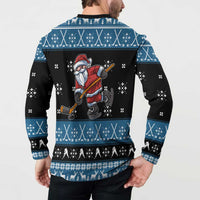 Happy Hockeyday Christmas Button Sweatshirt Xmas Holiday Patterns - Wonder Print Shop