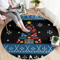 Happy Hockeyday Christmas Round Carpet Xmas Holiday Patterns - Wonder Print Shop