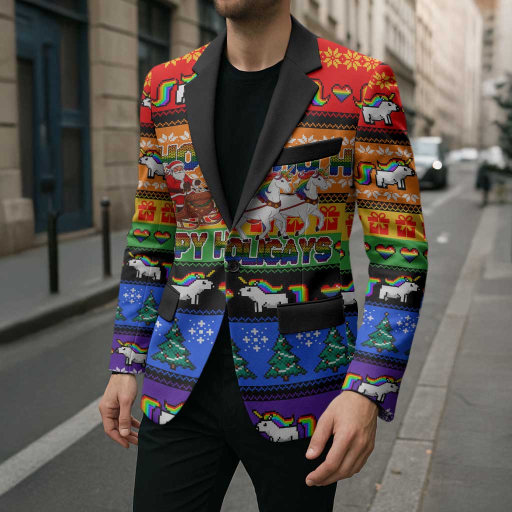 Happy Holigays Christmas Blazer Xmas Holiday Patterns - Wonder Print Shop