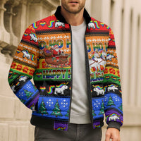 Happy Holigays Christmas Bomber Puffer Jacket Xmas Holiday Patterns - Wonder Print Shop
