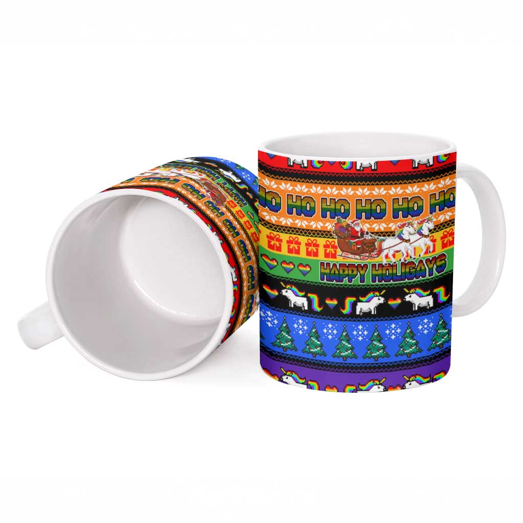 Happy Holigays Christmas Ceramic Mug Xmas Holiday Patterns - Wonder Print Shop
