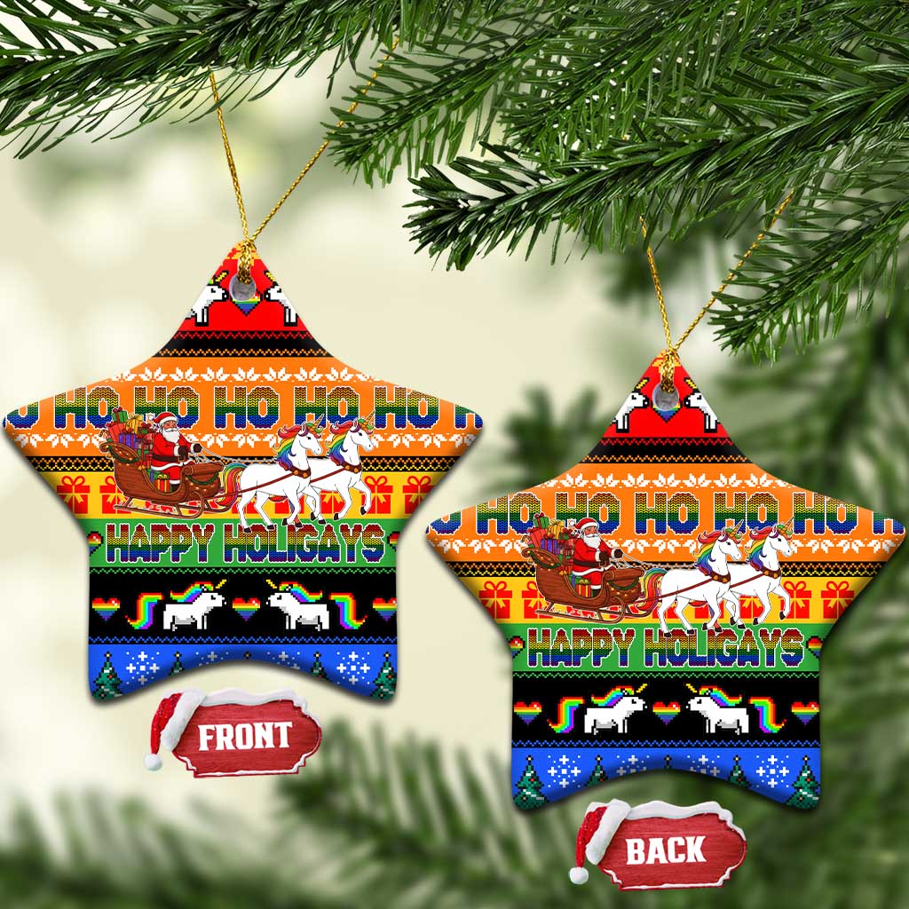Happy Holigays Christmas Ceramic Ornament Xmas Holiday Patterns - Wonder Print Shop