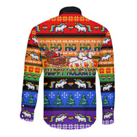 Happy Holigays Christmas Long Sleeve Button Shirt Xmas Holiday Patterns - Wonder Print Shop