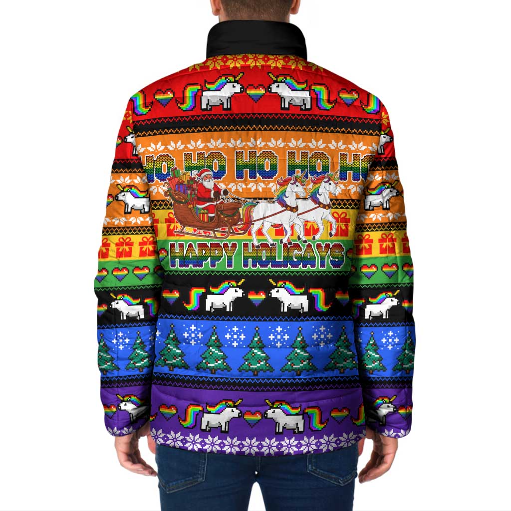 Happy Holigays Christmas Padded Jacket Xmas Holiday Patterns - Wonder Print Shop